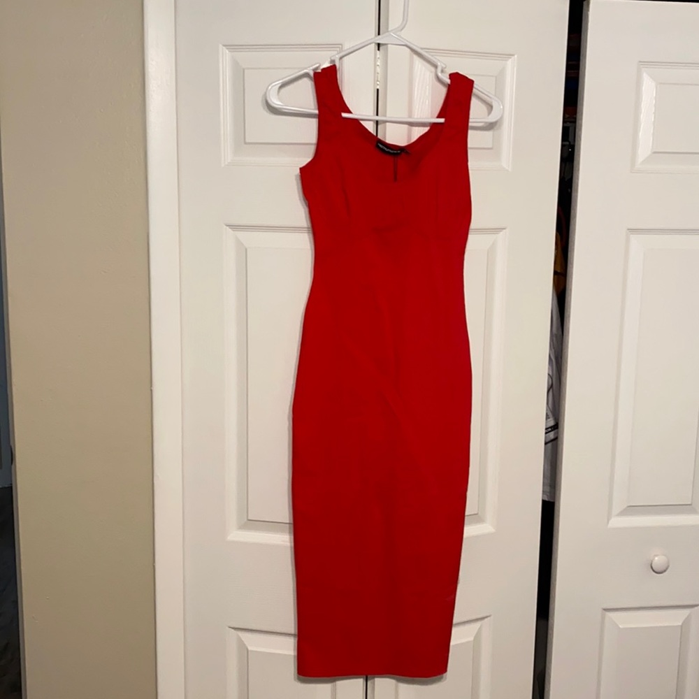 Red Body-con Midi Dress